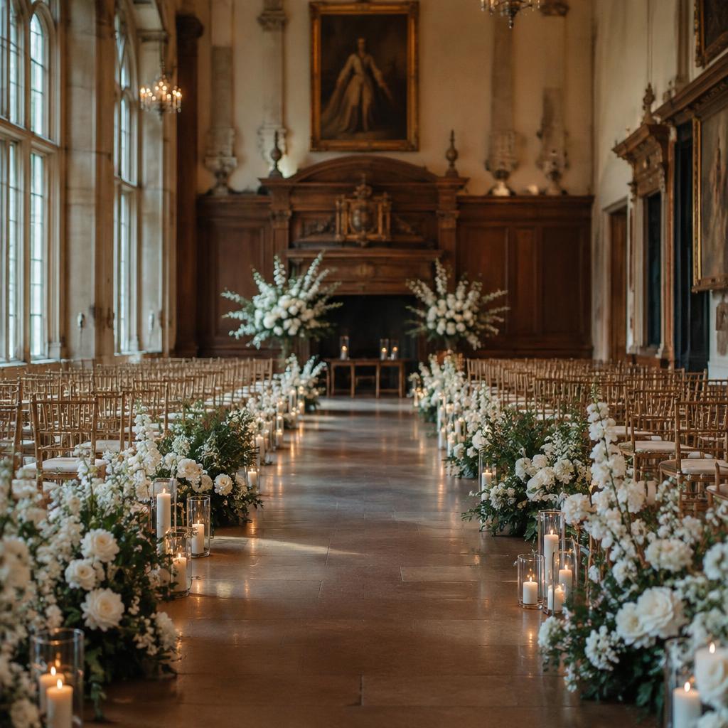 Candlelit ceremony aisle