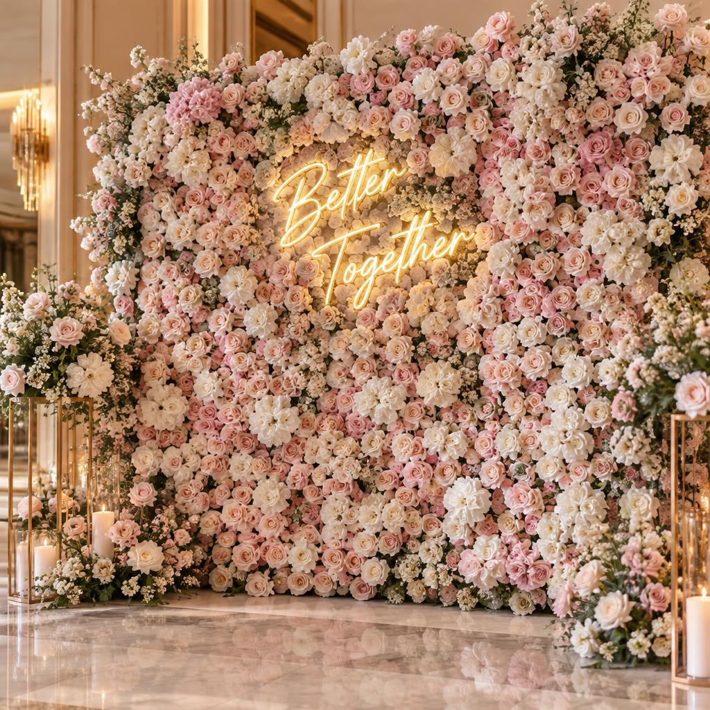 Blush rose wall & neon